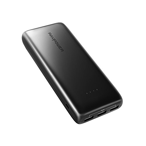 Baterias Externa Carga Rapida 22000mAh 3 Puertos USB Salida, RAVPower Power Bank, Resistente al Fuego Cargador Portátil, Para Movil, Samsung, Huawei Smartphone Tablet Negro