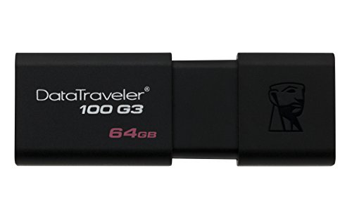 Kingston DT100G3/64GB DataTraveler 100 G3 - Memoria USB de 64 GB, USB 3.0 (100 MB/s R, 10 MB/s W), color negro