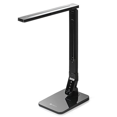 Etekcity® Lámpara de Escritorio LED Alumna con Puerto de Carga USB, Control Táctil, Temporizador de Apagado Automático, 4 Modos (Lectura, Estudio, Relajamiento, Sueño) con Tecnología de Protección Visual, 5 Nivel de Brillo, Color Negro