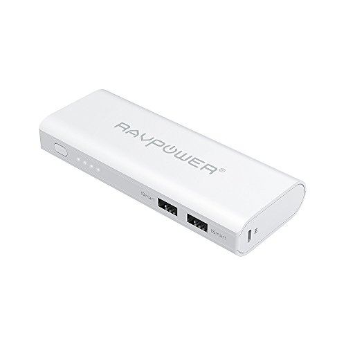 RAVPower RP-PB07 - Batería externa con tecnología iSmart (10400mAh, 3.5A, Dual USB) para iPhone, iPad, smartphones y tablets, color blanco