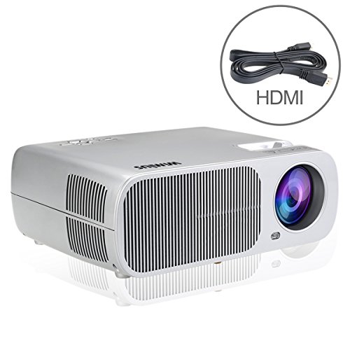 Proyector,WiMiUS T1 Proyectores LED Portátil Foco Ajustable la Ayuda 1080P Proyector de Películas de Cine en Casa Multimedia Compatible con PC iPhone iPad USB Drive(Cable HDMI Libre)