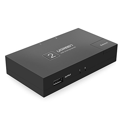 UGREEN 2x1 Conmutador Usb 2.0 Switch para Impresoras, Escáneres, Plóteres, Compatible con Windows 10/ 8/ 7/ xp/ Vista, Mac OS 8.6 y una versión superior (2 entradas y 1 salida)