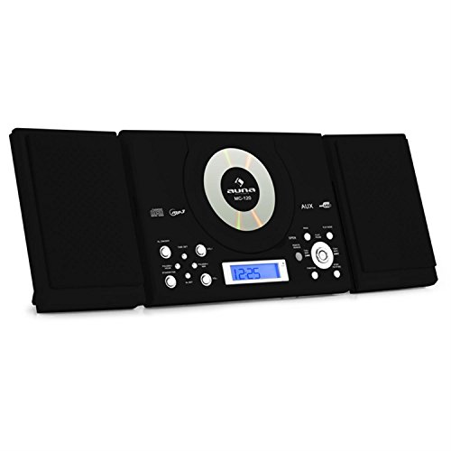Auna MC-120 Equipo Estéreo CD MP3 USB AUX Negro (Radio FM/AM, memoria 30 emisoras, reloj despertador, alarma,pantalla LCD, mando a distancia)