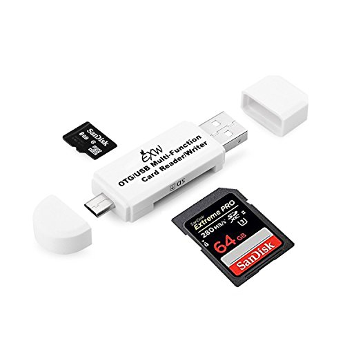 Adaptador OTG Micro USB a USB 2.0; Estándar de SD/lector de tarjeta micro SD con USB macho y conector de Micro USB macho para Smartphones y Tablets con función OTG