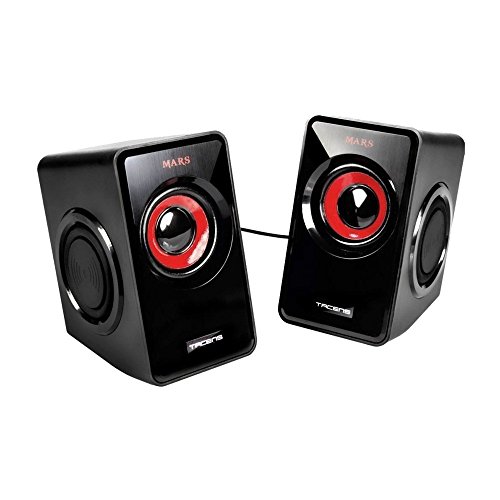 Mars Gaming MS1 - Altavoces para Gaming (potencia RMS de 10 W, compacto, subwoofer para graves, USB), color negro y rojo
