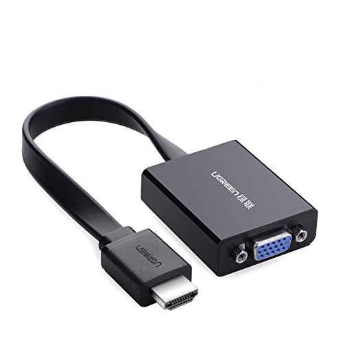 Ugreen 40248 - Adaptador HDMI a VGA (1080p, Audio 3.5 mm, Micro USB para Alimentación), Color Negro