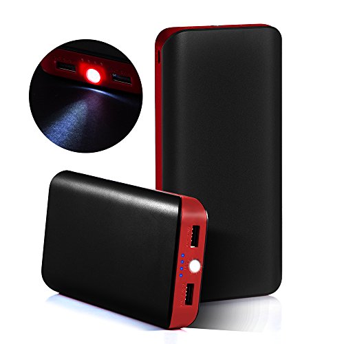 GRDE® 25000mAh Cargador Portátil, Ultra Alta Capacidad Batería Externa 2 USB Puertos Powerbank con Linterna para iPhone, iPad, Samsung, HTC, LG, Nexus etc.