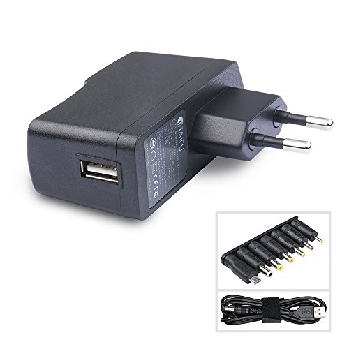 TAIFU fuente de alimentacion Universal 5V 2A para Google Nexus 7, Nexus 10, Raspberry Pi 1, 2 , 3, Raspberry Pi B, Kids Tablet Nabi 2 II, Sanei N10, Netgear D-Link TP-Link Con 7 consejos de alimentación de CA Adaptador, Sony SRS-D4 SRSD4 Altavoz,Android T
