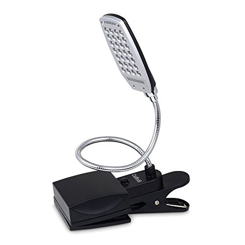 Daffodil ULT300 Lámpara LED con Alimentación por USB / Pilas - Funciona con conexión a cualquier puerto USB o pilas (4xAA No Incl.) - Lámpara de Lectura con 28 Bombillas Brillantes. Base firme y pinza para Escritorio - Cabezal y Cuello Flexible - 3 Nivele