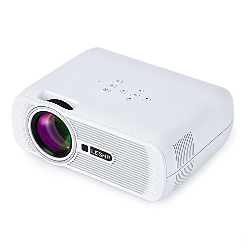 LESHP Mini Proyector LED 1080p HD HDMI / VGA / USB / AV / TV Home Cinema (1300 Lumens, Blanco)