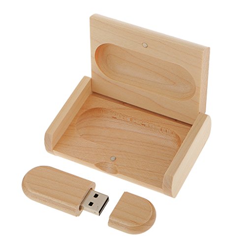Memoria USB 2.0 Unidad Flash USB Forma Ovalda de Madera Arce con Caja Regalo Creativo - 4 GB