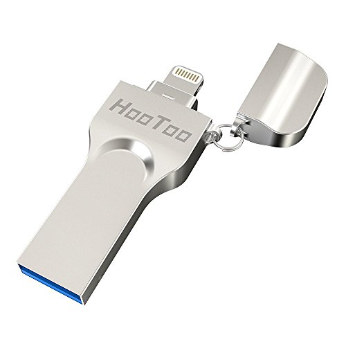 HooToo Memoria iPhone USB 3.0 64GB Pendrive iphone ipad OTG Lightning Flash Drive [Certificado MFI] Para almacenar/ transferir de fotos, videos, música entre iPhone, iPad, MacBook Color Plateado