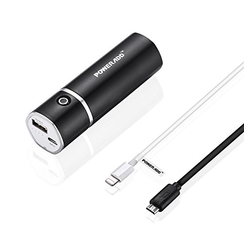 Poweradd Slim2 5000mAh Cargador Móvil Portátil Batería Power Bank para iPhone Smartphones de Android Reproductor de MP3 Cámaras Digitales y Más Reciente iphone7 iphone7plus con Poweradd 8-Pin usb Cable de Carga (30cm) Negro