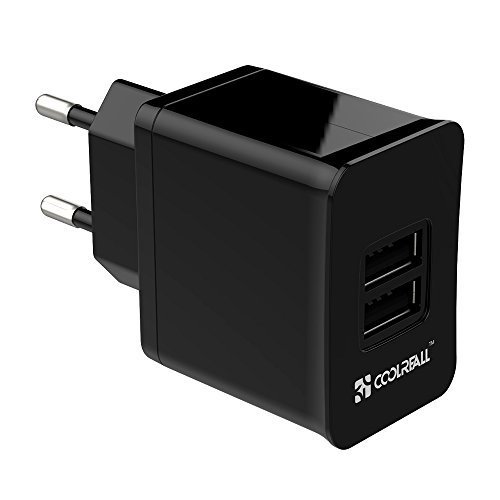 CoolReall Doble puertos USB universal Adaptador de corriente de 15 W / 5V 3.1A UE enchufe del muelle del cargador (Negro)