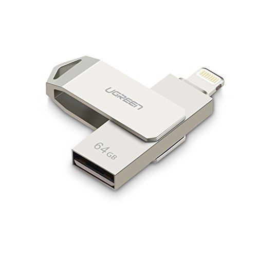 Memoria USB para iPhone y iPad, UGREEN Pendrive 64GB [MFi Certificado por Apple] USB 2.0 y Lightning 2 en 1 Flash Drive para iPhone 7, 6s, 6, 5, 5s plus, iPad Pro, iPad Air, iPad Mini, iPod de iOS 8.0 y Posterior, Mac, Windows y Linux PC (64GB)