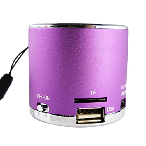 Malloom® Reproductor MP3 TF tarjeta Micro SD Wireless USB Radio FM Mini Altavoz portátil (Morado)