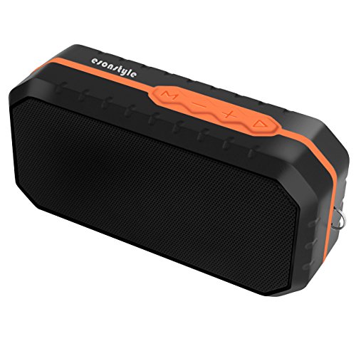 Altavoz Portátil Bluetooth, Esonstyle Wireless Speaker Impermeable Mini HIFI con el Puerto de Entrada de Audio de 3,5 mm, Construir-en el Micrófono, Micro SD y USB para iPhone, iPad, Samsung y Más (Negro + Naranja)