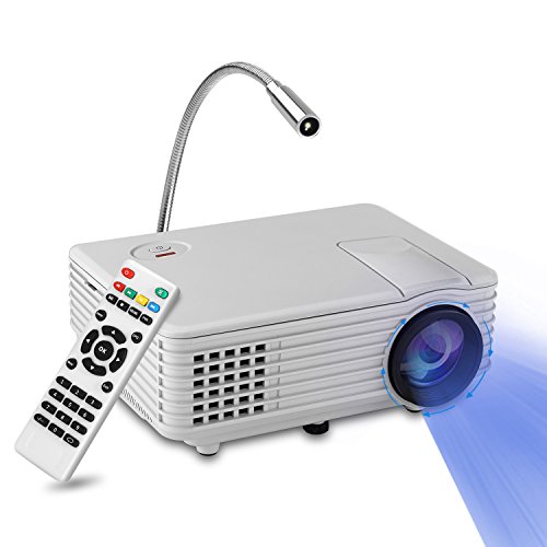 Mini Proyector LED, Yokkao® Videoproyector Portátil LED LCD a todo color con 800 Lúmenes, Proyector multimedia portátil Home Cinema soporta TV / HDMI / USB / VGA + Lamparita LED de regalo (Color blanco)