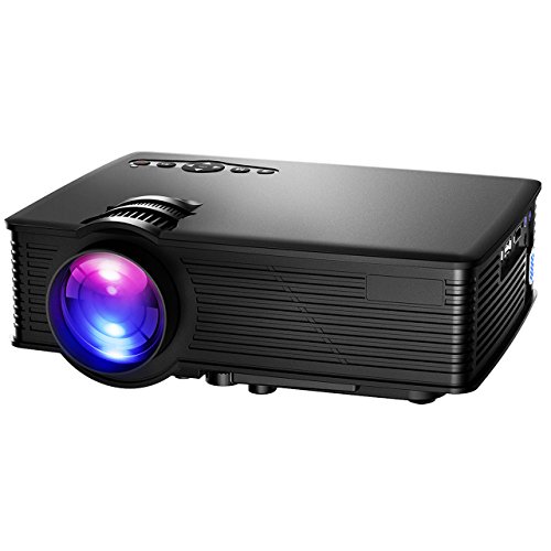 Proyector 800*480 hasta 1080P Multifuncional Mpow, con Interfaz de Entrada HDMI VGA USB SD AV y 5V/0.5A USB Cargado, con 3W Altavoz, Mini Proyector LED Perfecto Contactar a Play MacBook Air PC Xbox One PS4 WII Videojuegos y Ver Fútbol Películas ect