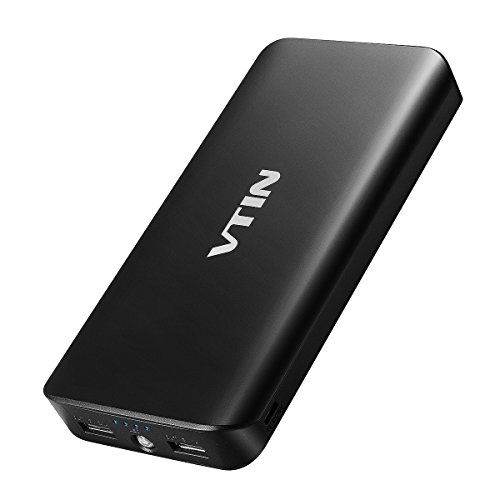 VicTsing 20000mAh Batería Externa Portátil,Power Bank,Cargador Portátil,Energía móvil, 2 puertos de Salida,con una linterna LED,para el iPhone, iPad, XiaoMi,HuaWei,Kindle, Altavoces, Tabletas,Celulares y otros dispositivos.(Negro)
