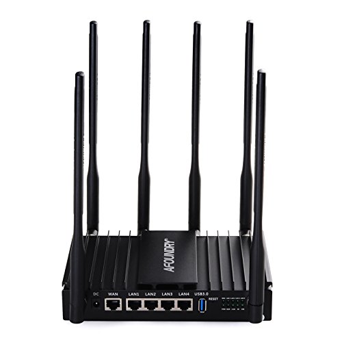 AFOUNDRY Router inalámbrico Dual-Band Gigabit AC, 6 antenas externa, 3 procesadores, WIFI enrutador de metal ordenador. Utilizar en el hogar, empresa, Villas
