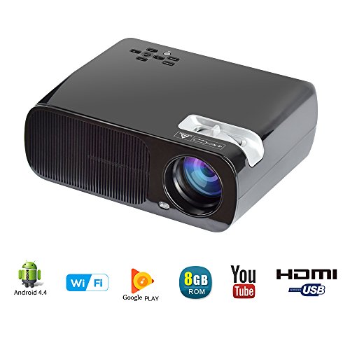 Yuntab BL-20 WIFI MINI Proyector Portátil Multimedia 2600 lúmenes Full HD 800*480 hasta 1080P Privado Cine HIMI Proyector (USB AV A/V VGA IP IR) Para Cine en Casa Cine Video Juegos TV Movie Entretenimento Portátil Teatro de Casa, Apoya a Enfoque Manual In