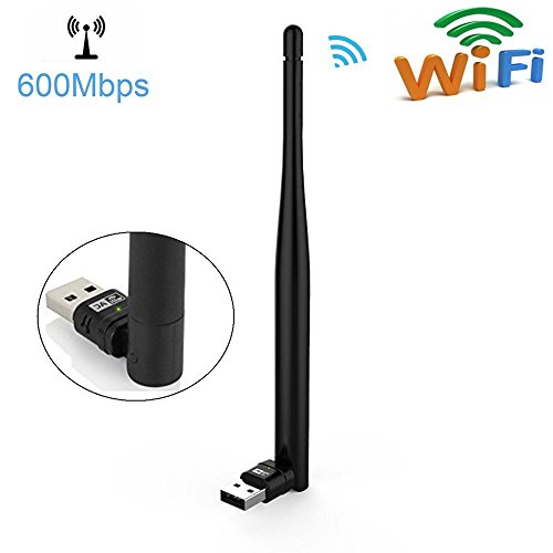600Mbps Wireless USB Wifi Dongle Network Adapter, Dual Band 2.4G/5G with Antenna for Laptop Desktop Win XP/7/8/10, MAC OS X, Linux 2.3/2.6/4.3