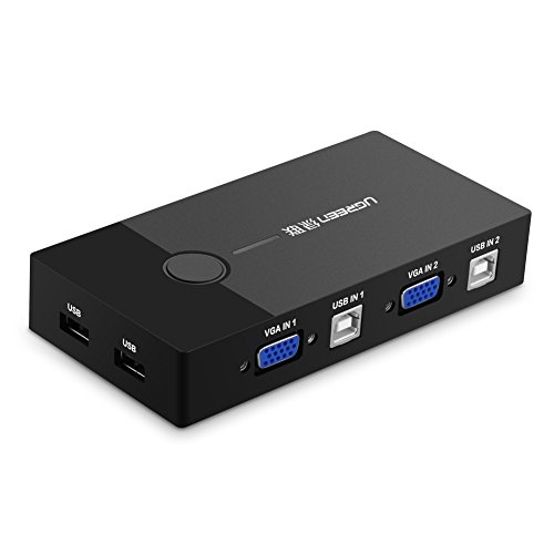UGREEN Conmutador Switch KVM USB VGA 1080P, 2 entradas de VGA y USB, 1 salida de VGA