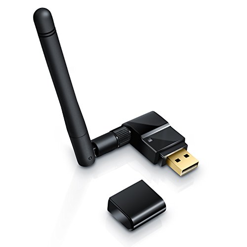 CSL - 300 Mbit/s Adaptador WLAN con entrada de antena y antena extraíble / desmontable | Wireless LAN | USB 2.0 | Mini Dongle 802.11n/b/g | Conector SMA 150 54 | Habilitado para Windows 10 | negro