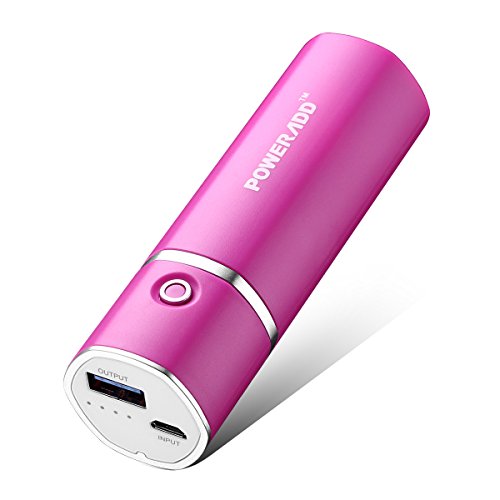 Poweradd Slim 2 5000mAh Cargador Móvil Portátil Batería Power Bank para iPhones Smartphones de Android Reproductor de MP3 Cámaras Digitales y Más - Rosa Roja