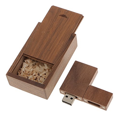 Memoria USB 2.0 Unidad Flash USB de Madera Nogal con Caja de Madera Regalo Creativo - 16 GB