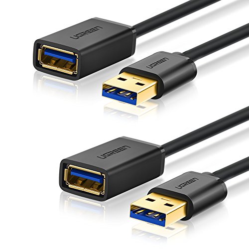 Cable Alargador USB 3.0, UGREEN Cable Extensor 2 Pack USB 3.0 Tipo A Macho a Hembra para Conexión entre Ordenador, TV Coche y Periféricos como Impresora, Ratón, Teclado, Hub, Pendrive, Mando de PS3 o Xbox, Gafas de Realidad Virtual etc. (2m, dos unidades)