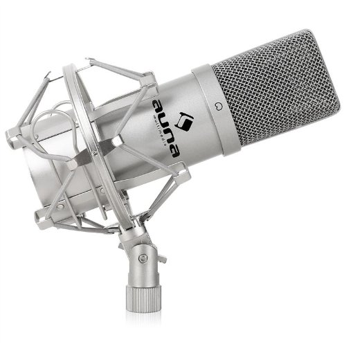 auna MIC-900S micrófono de condensador USB (soporte de araña, Plug & Play PC o Mac, cardioide, radio) - plateado