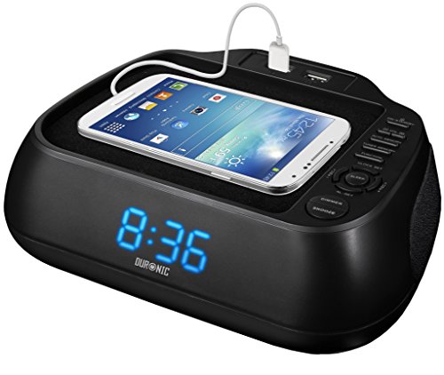Duronic ACR02 - Radio despertador FM/AM, Pantalla LED azul, Sistema de altavoces - Recarga para dispositivos USB.