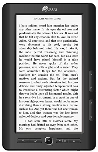 Icarus M703BK lectore de e-book - E-Reader (TFT, 800 x 480 Pixeles, 16:9, EPUB DRM, FB2, HTML, PDF, TXT, AAC, FLAC, MP3, OGG, WAV, WMA, BMP, GIF, JPG)