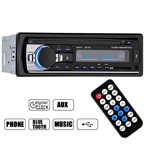 GHB Auto Radio Coche Bluetooth Estéreo AM FM In-Dash USB SD Reproductor Audio MP3 WMA APE FLAC WAV Pantalla LCD