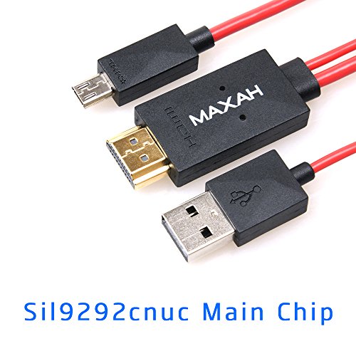 MAXAH® 2m MHL Micro USB a HDMI cable adaptador 1080P HDTV para Samsung Galaxy S3 S4 S5 Note 3 Note 2 MEGA Note 8 (Rojo)