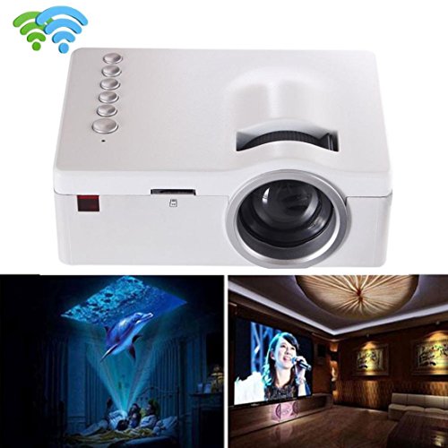 Tongshi 1080P HD LED Multimedia Home Centro de Cine VGA de TV USB y HDMI mini proyector(blanco)